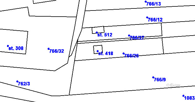 Parcela st. 418 v KÚ Černovír, Katastrální mapa
