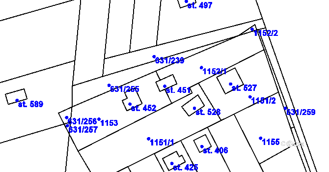 Parcela st. 451 v KÚ Černovír, Katastrální mapa