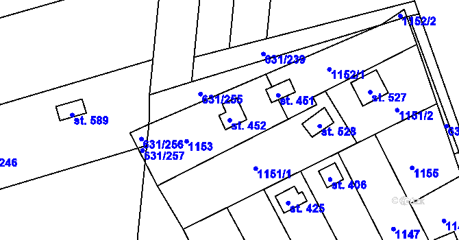 Parcela st. 452 v KÚ Černovír, Katastrální mapa