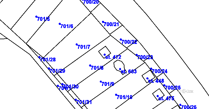 Parcela st. 472 v KÚ Černovír, Katastrální mapa