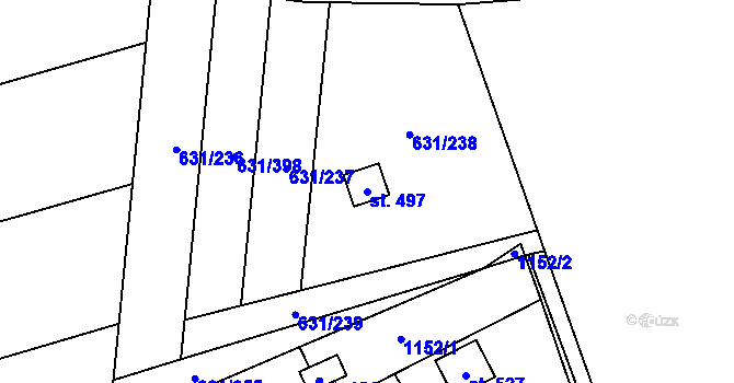 Parcela st. 497 v KÚ Černovír, Katastrální mapa