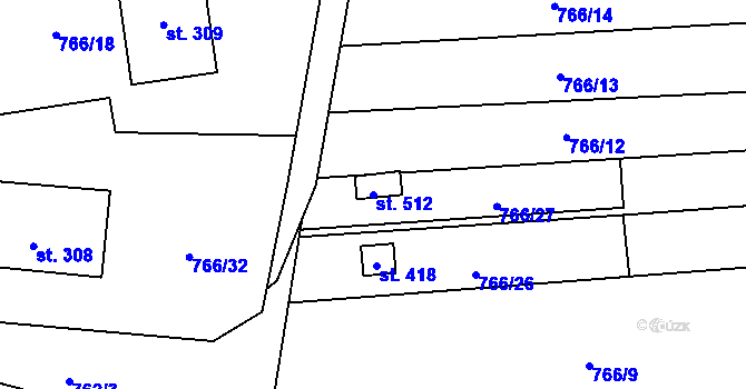 Parcela st. 512 v KÚ Černovír, Katastrální mapa