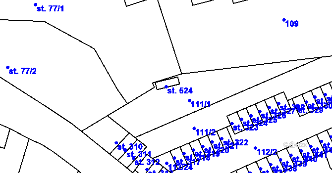 Parcela st. 524 v KÚ Černovír, Katastrální mapa