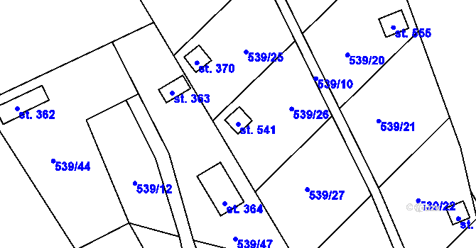 Parcela st. 541 v KÚ Černovír, Katastrální mapa
