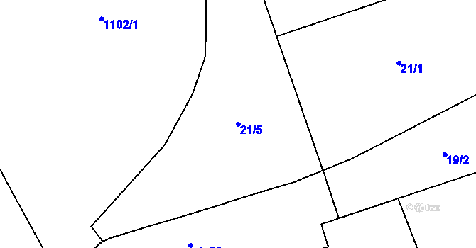 Parcela st. 21/5 v KÚ Černovír, Katastrální mapa