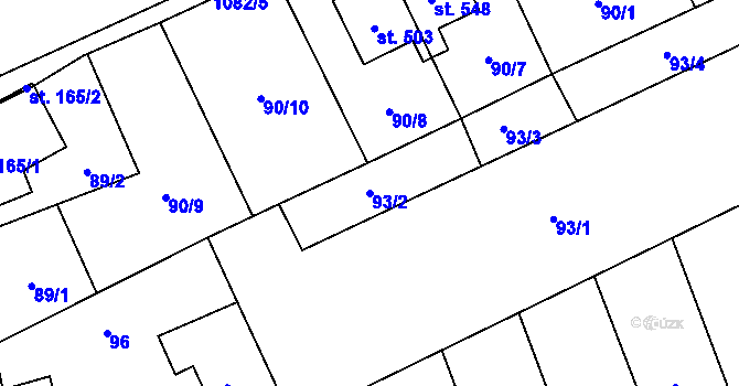 Parcela st. 93/2 v KÚ Černovír, Katastrální mapa