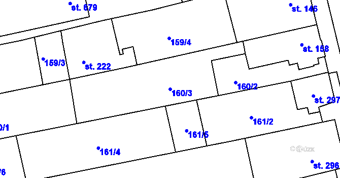 Parcela st. 160/3 v KÚ Černovír, Katastrální mapa
