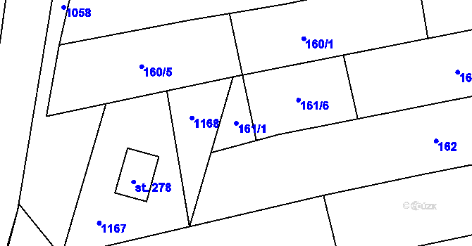 Parcela st. 161/1 v KÚ Černovír, Katastrální mapa
