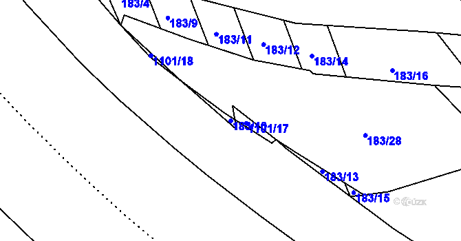 Parcela st. 183/10 v KÚ Černovír, Katastrální mapa