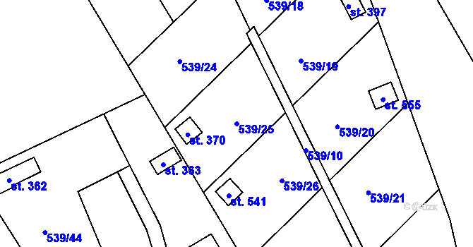 Parcela st. 539/25 v KÚ Černovír, Katastrální mapa
