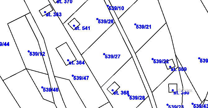 Parcela st. 539/27 v KÚ Černovír, Katastrální mapa