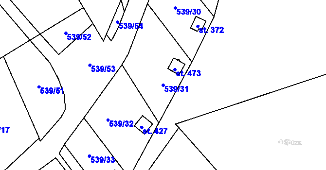 Parcela st. 539/31 v KÚ Černovír, Katastrální mapa