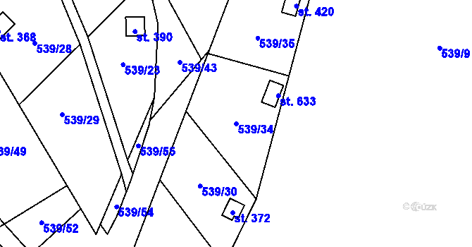 Parcela st. 539/34 v KÚ Černovír, Katastrální mapa
