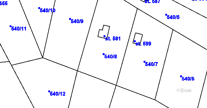 Parcela st. 540/8 v KÚ Černovír, Katastrální mapa