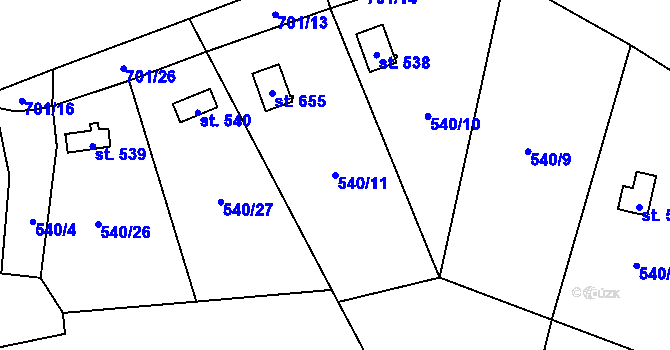 Parcela st. 540/11 v KÚ Černovír, Katastrální mapa