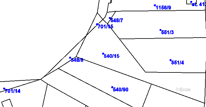 Parcela st. 540/15 v KÚ Černovír, Katastrální mapa