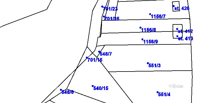Parcela st. 548/7 v KÚ Černovír, Katastrální mapa