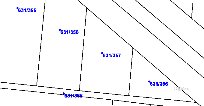 Parcela st. 631/357 v KÚ Černovír, Katastrální mapa