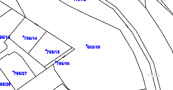 Parcela st. 655/18 v KÚ Černovír, Katastrální mapa