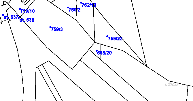 Parcela st. 655/20 v KÚ Černovír, Katastrální mapa