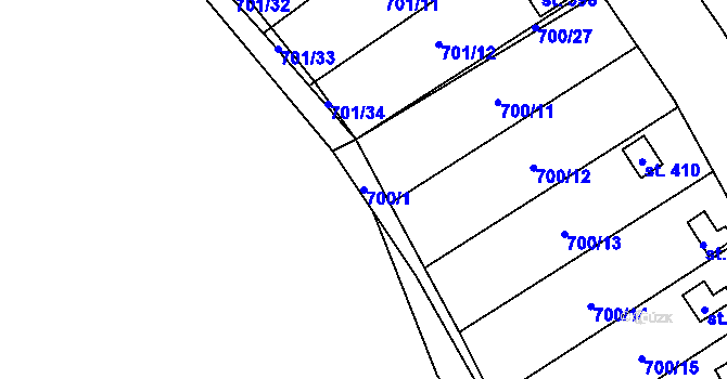 Parcela st. 700/1 v KÚ Černovír, Katastrální mapa
