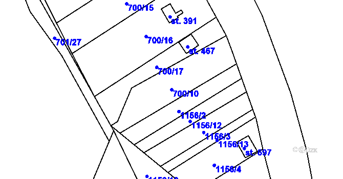 Parcela st. 700/10 v KÚ Černovír, Katastrální mapa