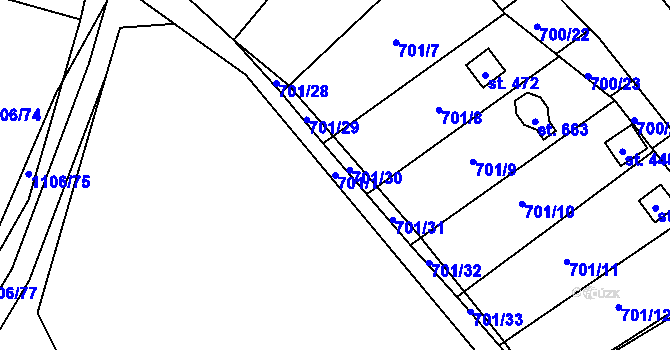 Parcela st. 701/1 v KÚ Černovír, Katastrální mapa