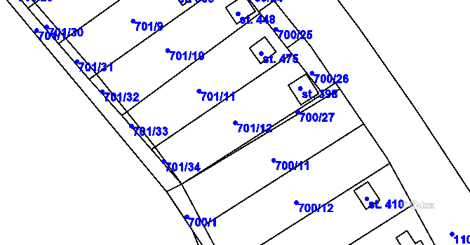 Parcela st. 701/12 v KÚ Černovír, Katastrální mapa