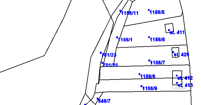 Parcela st. 701/23 v KÚ Černovír, Katastrální mapa
