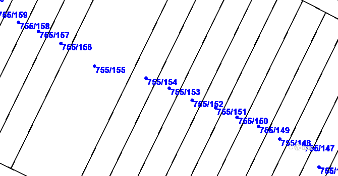 Parcela st. 755/153 v KÚ Černovír, Katastrální mapa