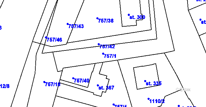 Parcela st. 757/1 v KÚ Černovír, Katastrální mapa