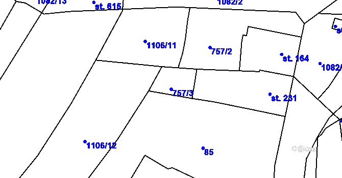 Parcela st. 757/3 v KÚ Černovír, Katastrální mapa