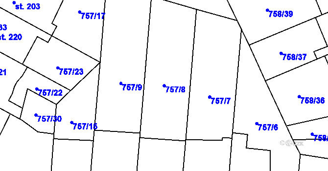 Parcela st. 757/8 v KÚ Černovír, Katastrální mapa