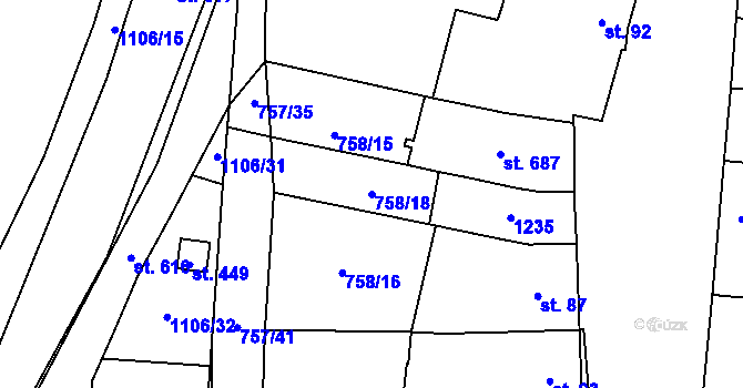 Parcela st. 758/18 v KÚ Černovír, Katastrální mapa