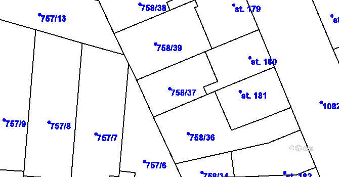 Parcela st. 758/37 v KÚ Černovír, Katastrální mapa