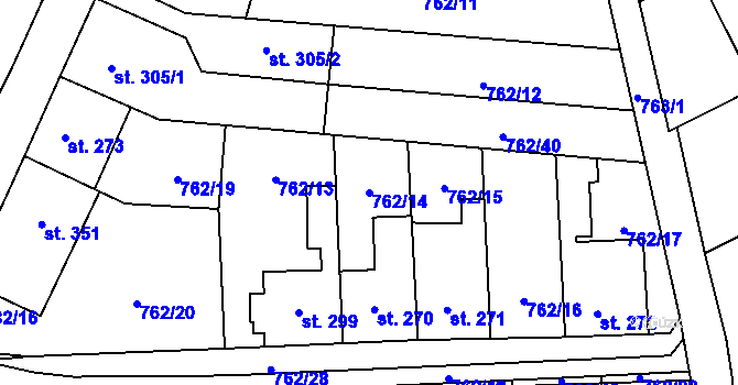 Parcela st. 762/14 v KÚ Černovír, Katastrální mapa