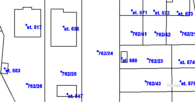 Parcela st. 762/24 v KÚ Černovír, Katastrální mapa