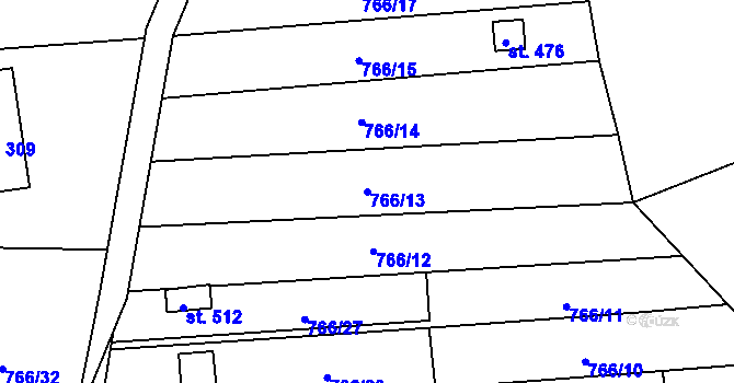 Parcela st. 766/13 v KÚ Černovír, Katastrální mapa