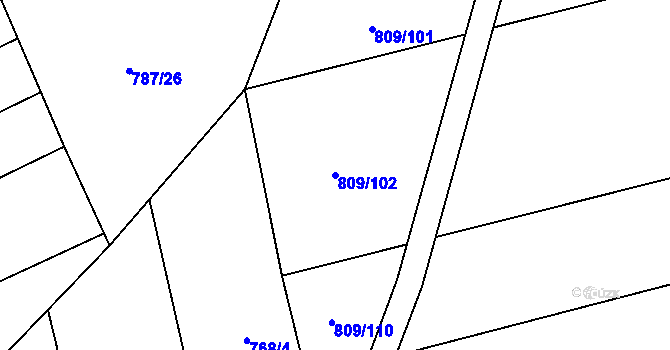 Parcela st. 809/102 v KÚ Černovír, Katastrální mapa