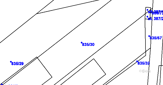 Parcela st. 835/30 v KÚ Černovír, Katastrální mapa