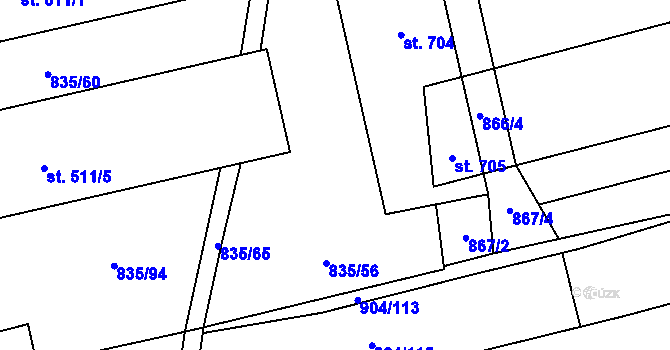 Parcela st. 835/55 v KÚ Černovír, Katastrální mapa