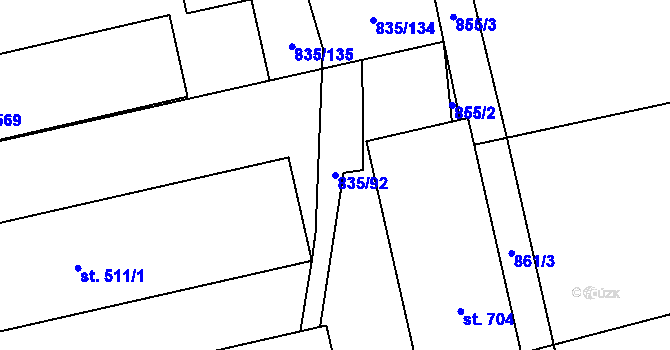 Parcela st. 835/92 v KÚ Černovír, Katastrální mapa