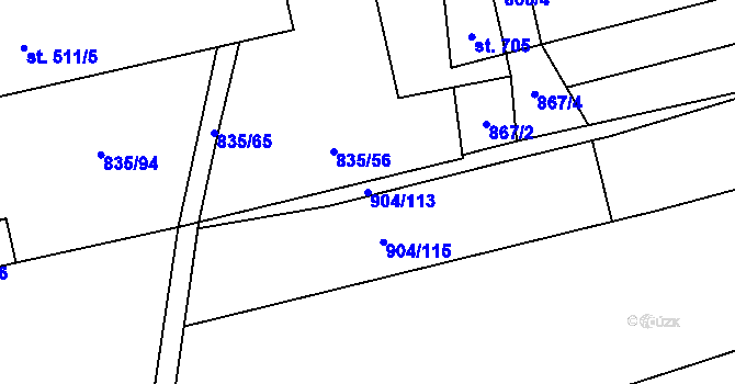 Parcela st. 904/113 v KÚ Černovír, Katastrální mapa