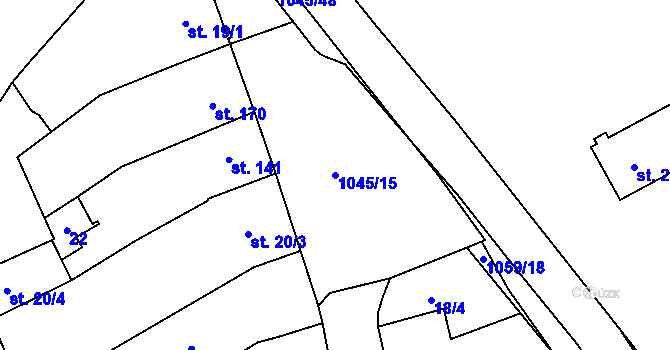 Parcela st. 1045/15 v KÚ Černovír, Katastrální mapa
