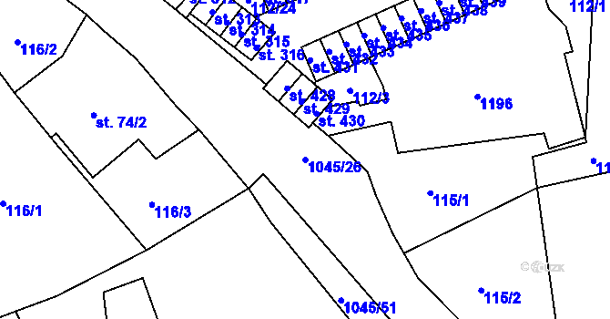 Parcela st. 1045/26 v KÚ Černovír, Katastrální mapa