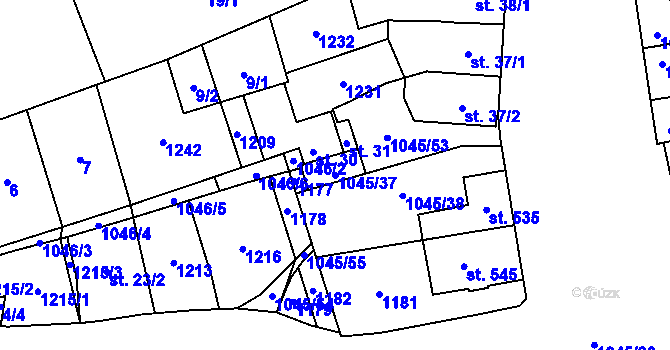 Parcela st. 1045/37 v KÚ Černovír, Katastrální mapa