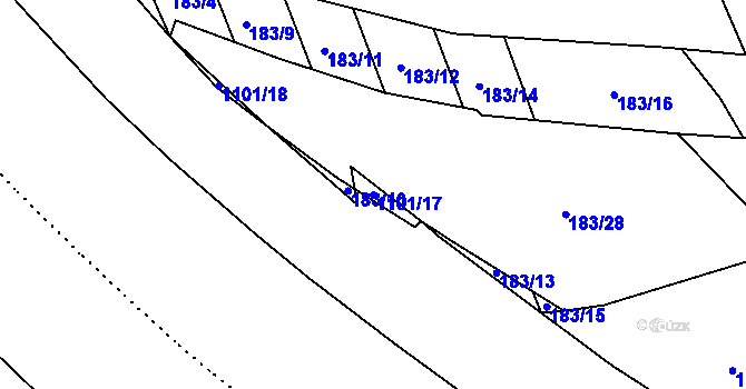 Parcela st. 1101/17 v KÚ Černovír, Katastrální mapa