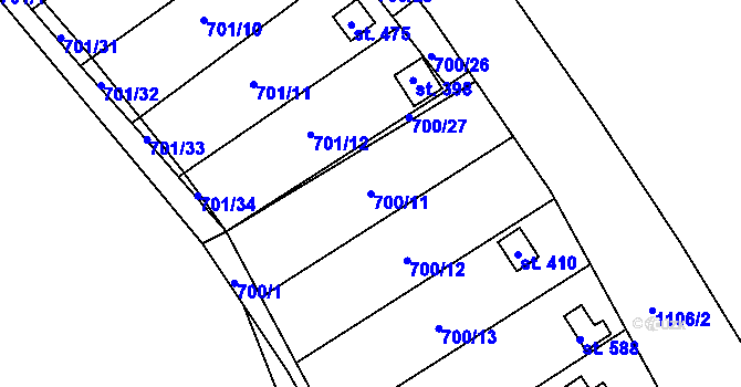 Parcela st. 700/11 v KÚ Černovír, Katastrální mapa