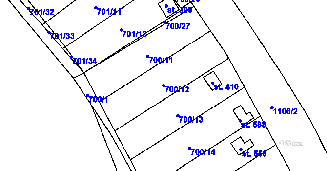 Parcela st. 700/12 v KÚ Černovír, Katastrální mapa
