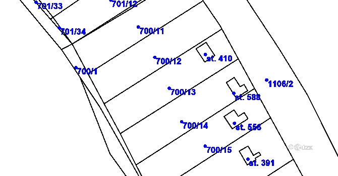 Parcela st. 700/13 v KÚ Černovír, Katastrální mapa